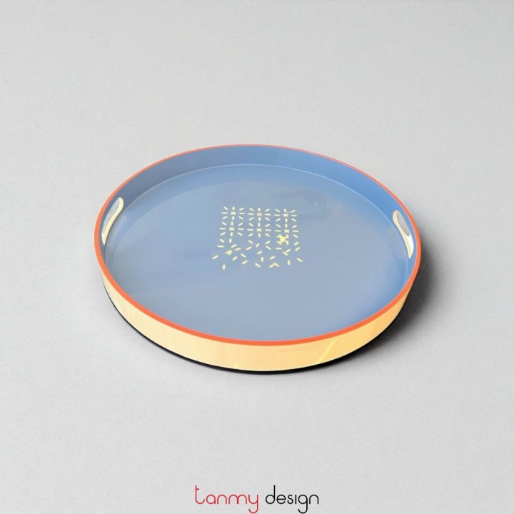 Round lacquer rectangular tray D40xH4 cm